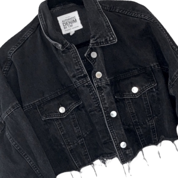 Zara Authentic Denim by TRF Cropped Jacket w Accent Elastic Back Waist Detail - Picture 4 of 6